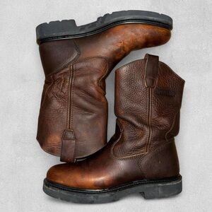Wolverine Wellington 10" Work Boots Size 9 Brown Leather Cleaned & Conditioned
